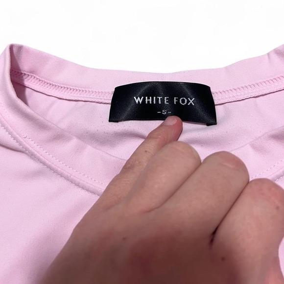 White Fox Shirt Pink Baby Tee Size Small Preppy Loungewear - Picture 4 of 6